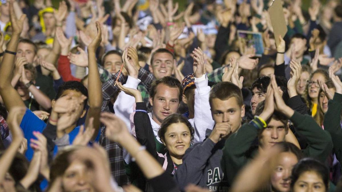 The decision of the Cal Poly powers on Chick-fil-A is right and just, and it represents the majority of the students, say G. Sundano of Arroyo Grande. Here incoming Cal Poly students crowd onto the field at the Lower Sports Complex in 2013 to take part in the WOW-A-Rama festivities.