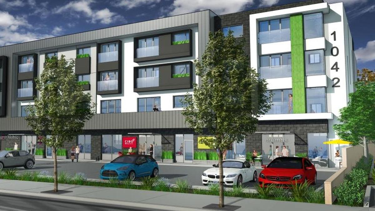 An exterior rendering of the mixed-use commercial/retail and hotel building at 1042 Olive St. in San Luis Obispo. The project was approved by the San Luis Obispo City Council.