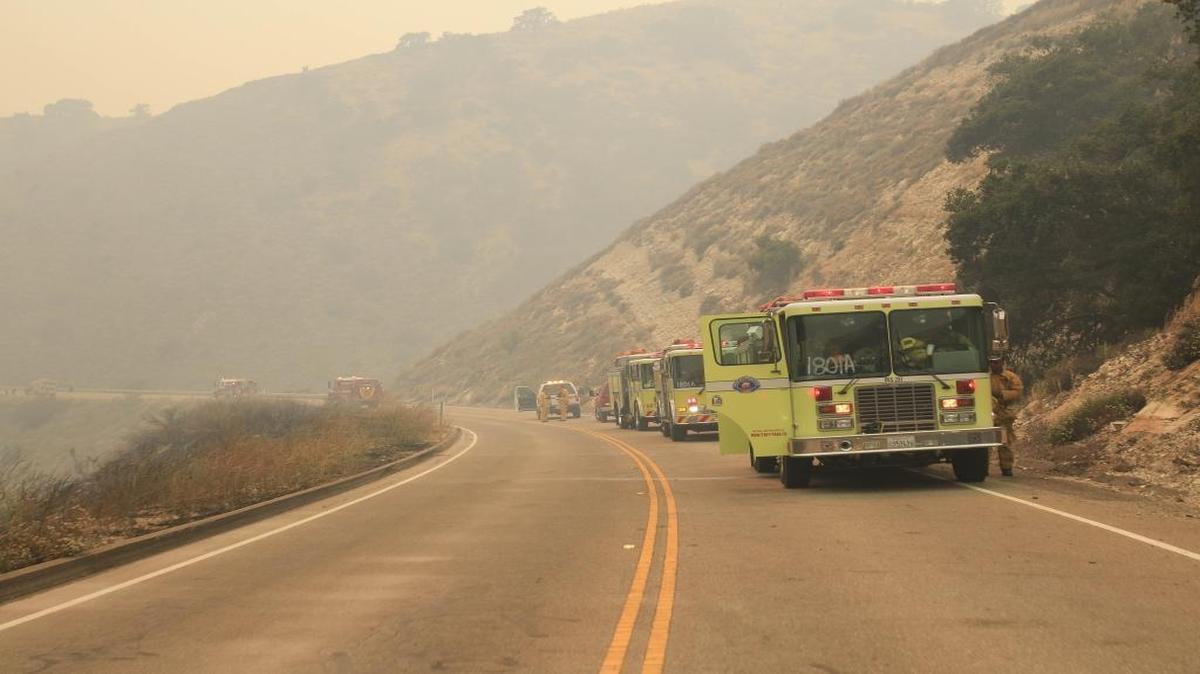 The state fire fee has been used for prevention projects, but cannot be used for suppression efforts such as those seen in this file photo from the 2017 Alamo Fire east of Santa Maria.