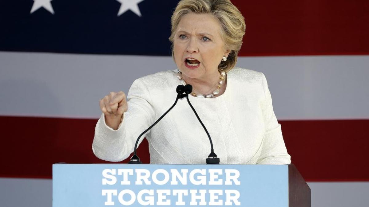 Democratic presidential candidate Hillary Clinton gestures during a campaign speech Tuesday, Nov. 1.