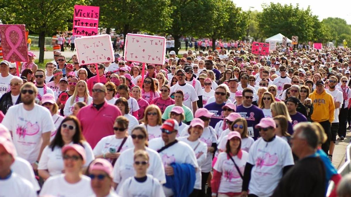 Thousands started Sunday in the 5K walk during the annual Race for the Cure event At Southdale Center, in Edina, Minn. The race honors women who are breast cancer survivors, and raises money to fight breast cancer.