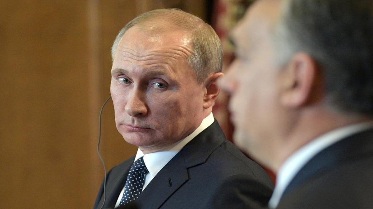 Russian President Vladimir Putin attends a joint news conference with Hungarian Prime Minister Viktor Orban at the parliament building in Budapest, Hungary, Thursday, Feb. 2, 2017.