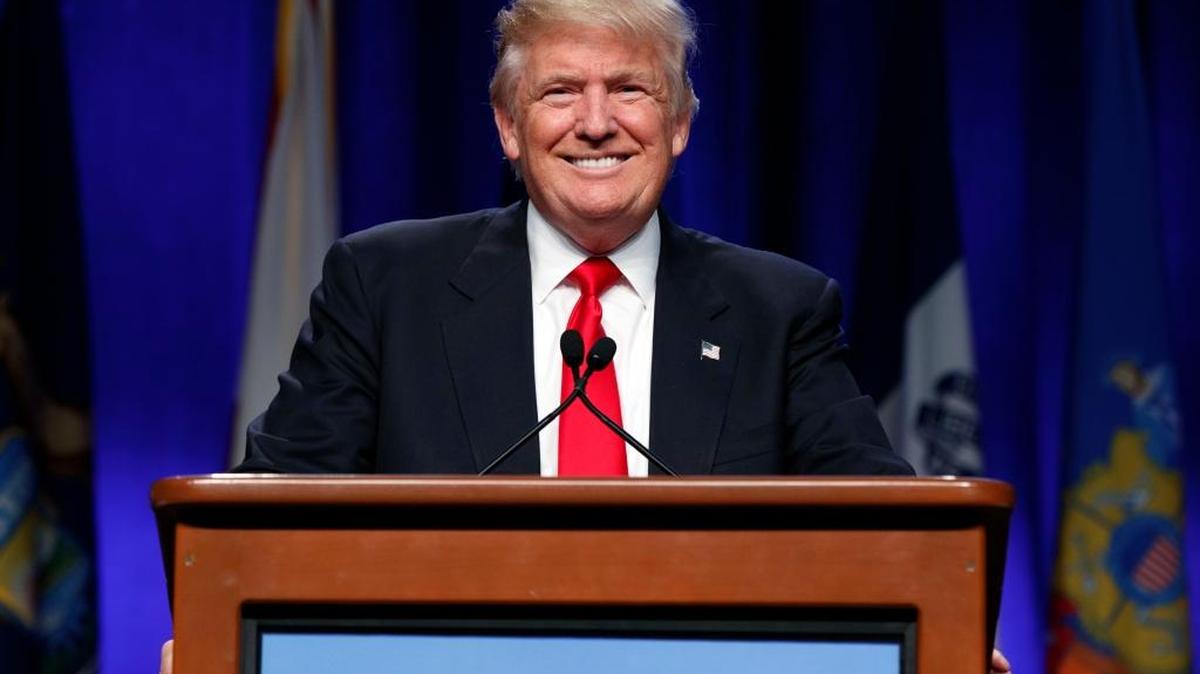 Republican presidential candidate Donald Trump speaks to the National Guard Association of the United States, Monday, Sept. 12, 2016, in Baltimore.