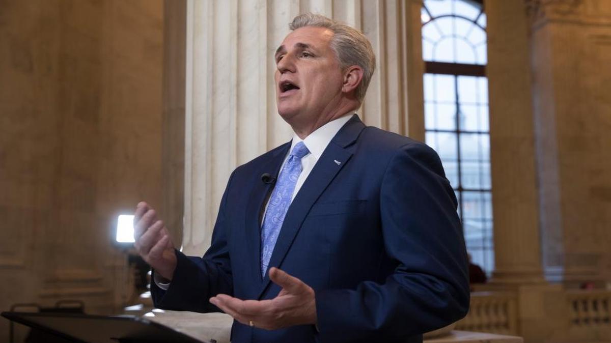House Majority Leader Kevin McCarthy of California discusses the move by House Republicans to eviscerate the independent Office of Government Ethics during a network television interview on Capitol Hill in Washington, Tuesday, Jan. 3, 2017.