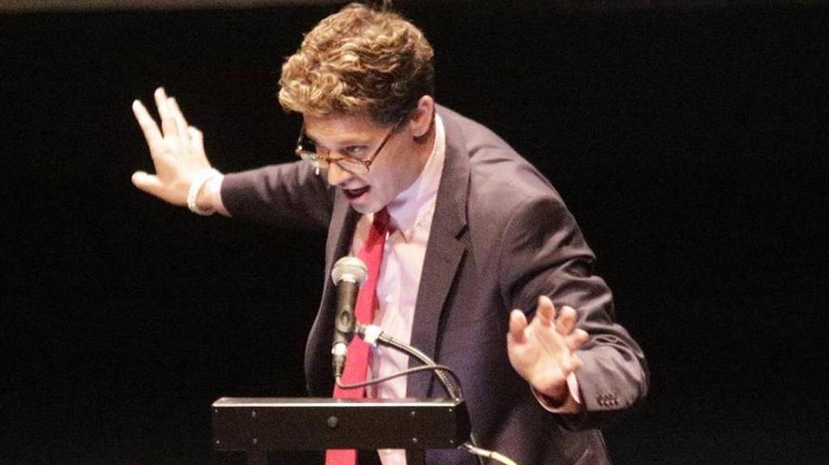 Milo Yiannopoulos speaks in January at Cal Poly’s Spanos Theatre.
