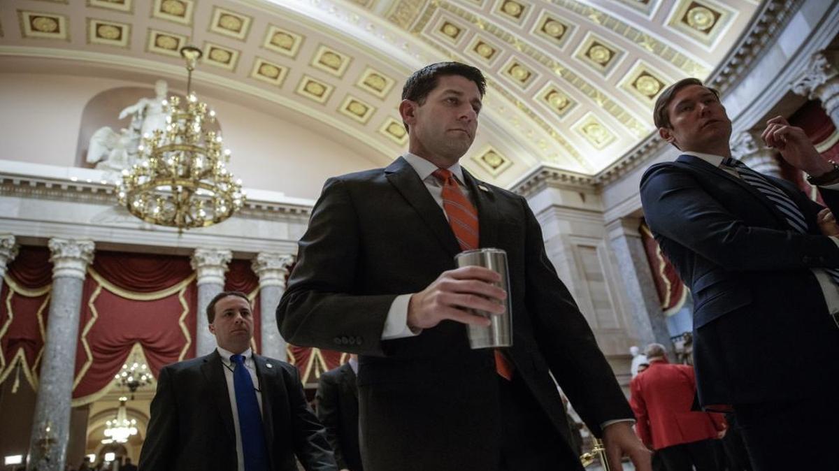 House Speaker Paul Ryan of Wis. walks to his office on Capitol Hill in Washington, Thursday, March 23, 2017, as he and the Republican leadership scramble for votes on their health care overhaul in the face of opposition from reluctant conservatives in the House Freedom Caucus.