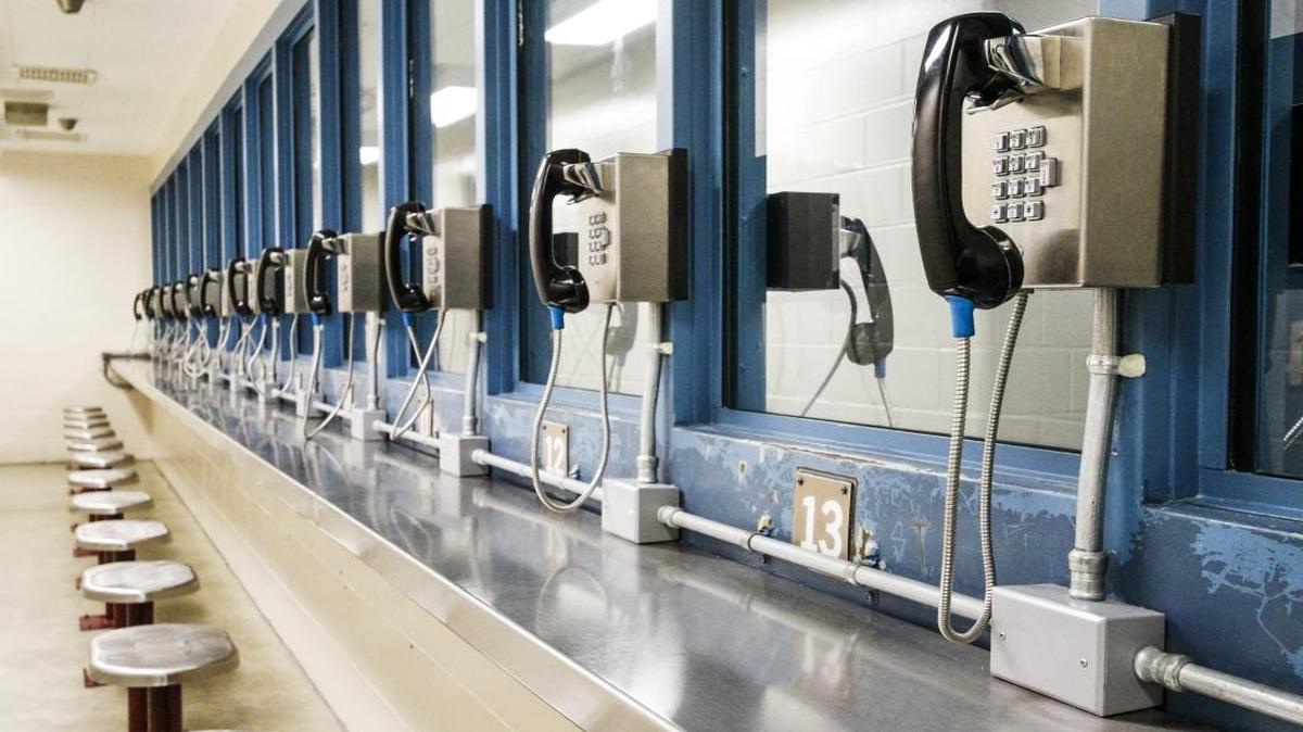 The San Luis Obispo County Jail’s standard in-person visitation booths.