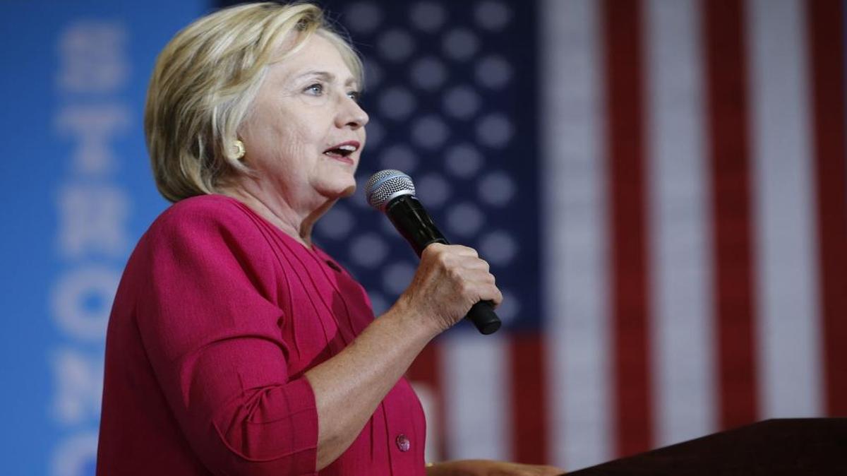 In this file image, Hillary Clinton speaks the crowd at West Philadelphia High School on Tuesday, Aug. 16 in Pennsylvania.