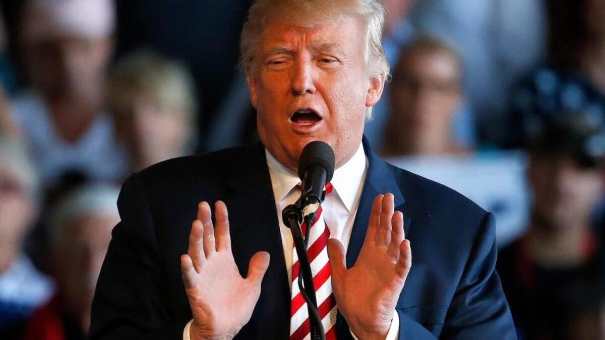 Donald Trump speaks at a campaign rally Tuesday in Grand Junction, Colo.