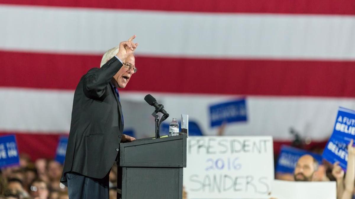 Democratic presidential candidate Sen. Bernie Sanders speaks at a campaign stop Saturday in Madison, Wis.
