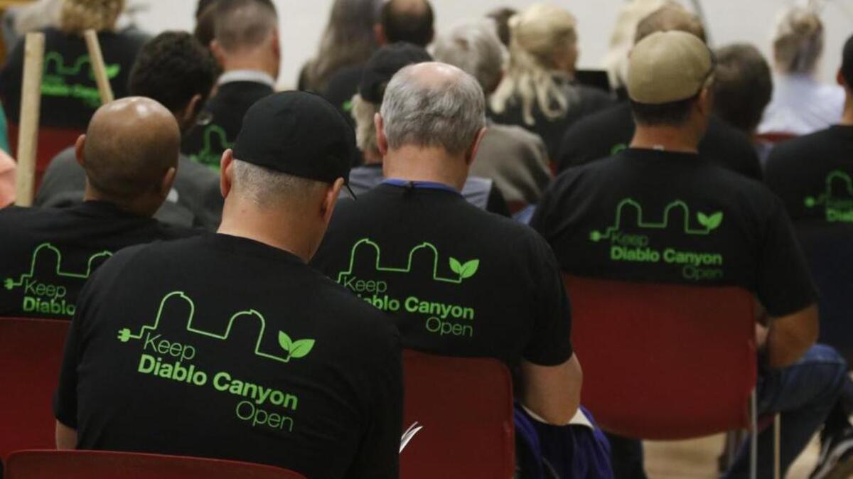 People attend a State Lands Commission hearing delivered via satellite from Sacramento to Morro Bay in June 2016. The hearing included lease renewal discussion regarding Diablo Canyon nuclear power plant.