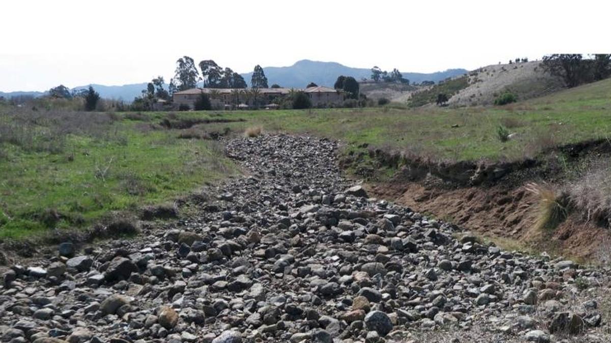 Froom Creek, looking south looking south toward Courtyard Marriott in San Luis Obispo.