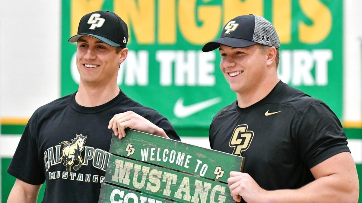 St. Joseph High standouts CJ Cole and Fenton Will each signed a National Letter of Intent to play football at Cal Poly during a ceremony Wednesday at St. Joseph.