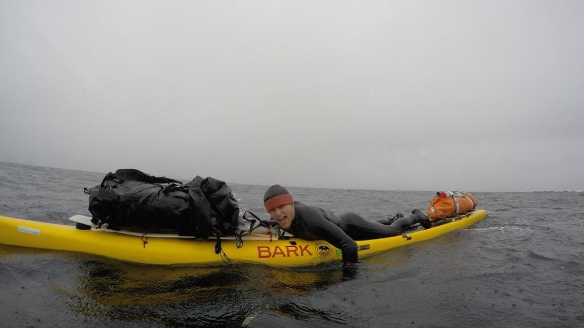 Casey Higginbotham paddling off the central coast of British Columbia.