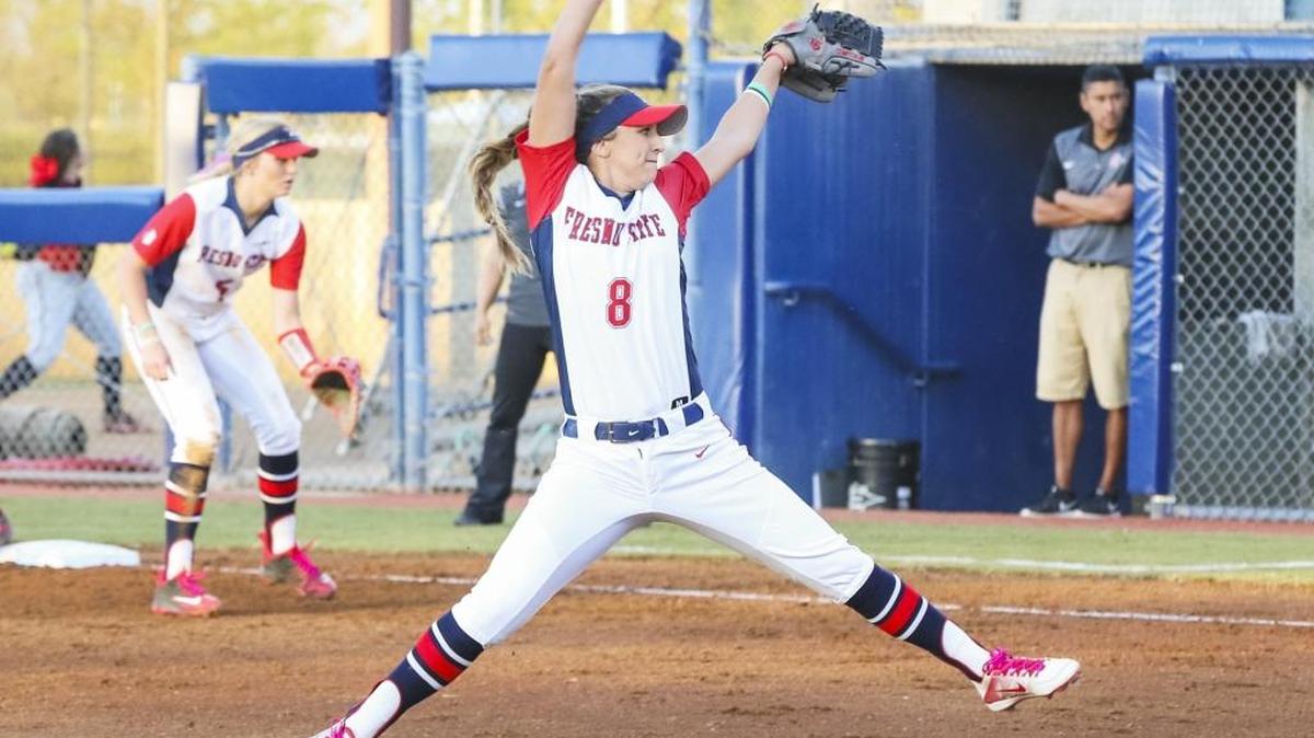 Fresno State pitcher Jill Compton, a 2012 Arroyo Grande graduate, has helped the No. 19-ranked Bulldogs win 21 consecutive games this season.