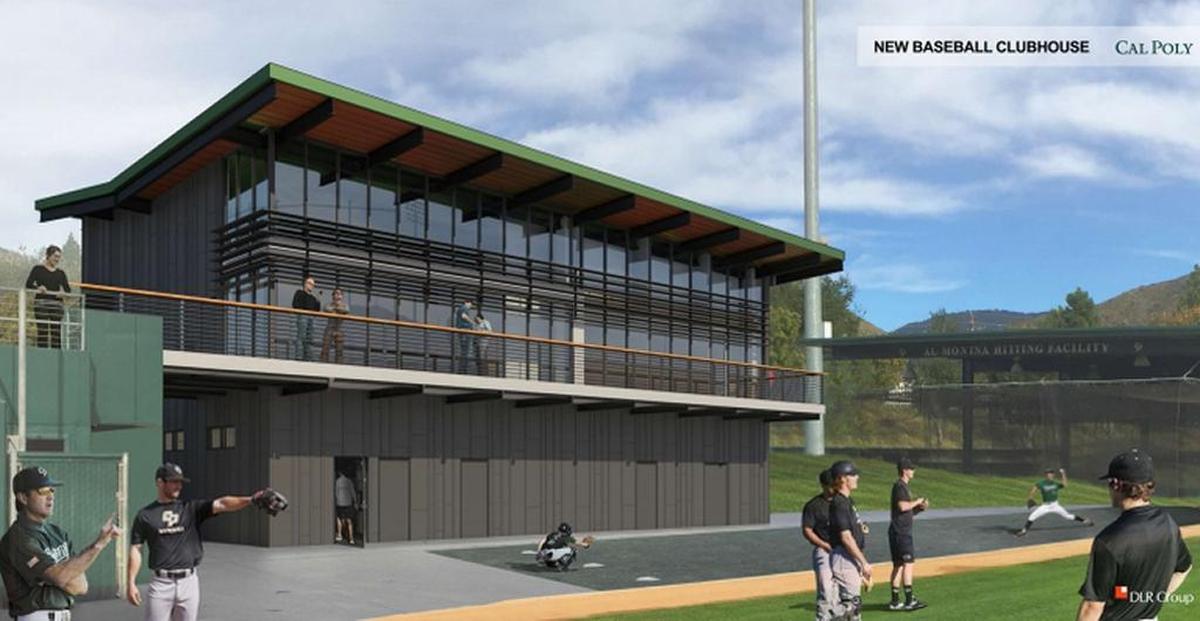 A rendering of the future Cal Poly Dignity Health Baseball Clubhouse.
