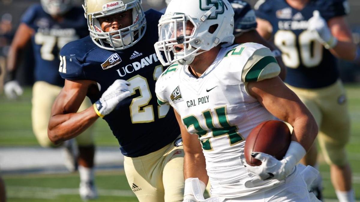 Cal Poly senior Kori Garcia (24) rushed for 75 yards on 11 carries during the Mustangs’ loss to Nevada last week. Cal Poly hosts San Diego in its home opener at 4:05 p.m. Saturday at Alex G. Spanos Stadium.