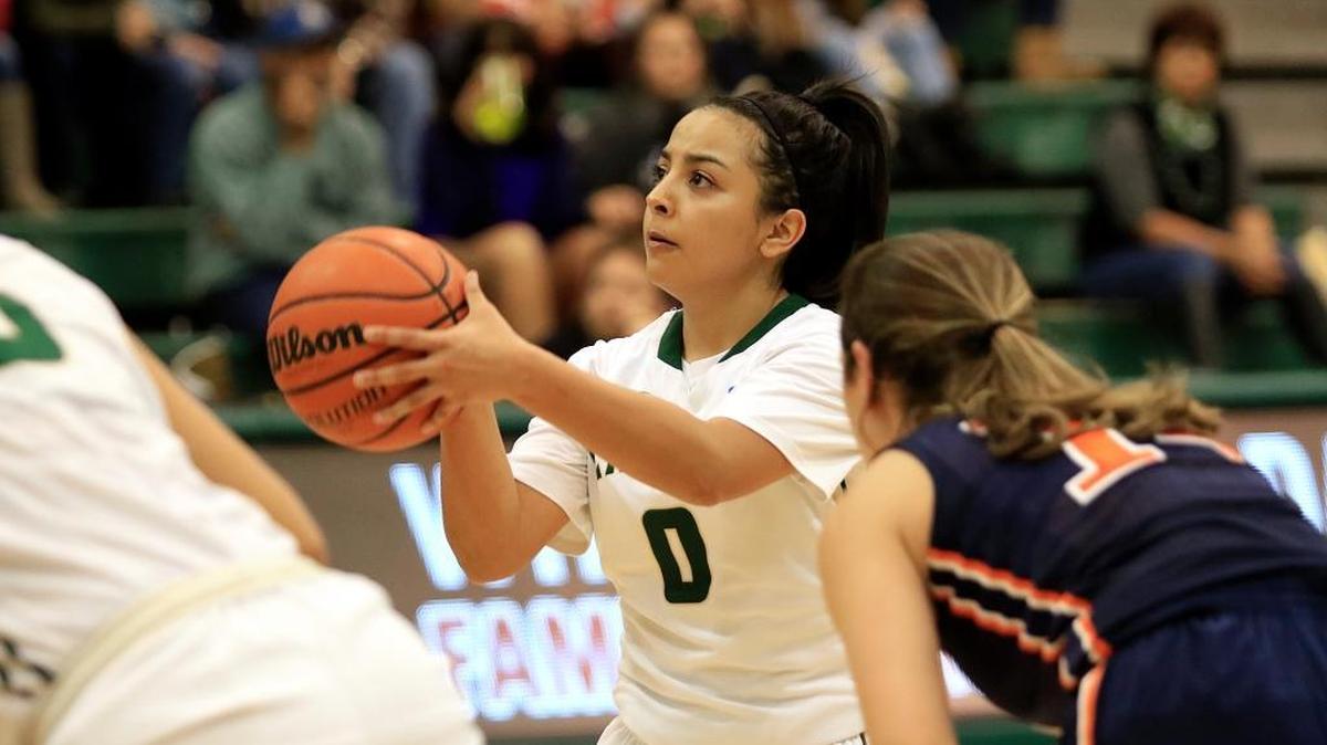 Cal Poly’s Lisa Marie Sanchez shoots a free throw to complete a three-point playt during the Mustangs’ 51-46 win over Cal State Fullerton on Saturday at Mott Gym on Saturday.