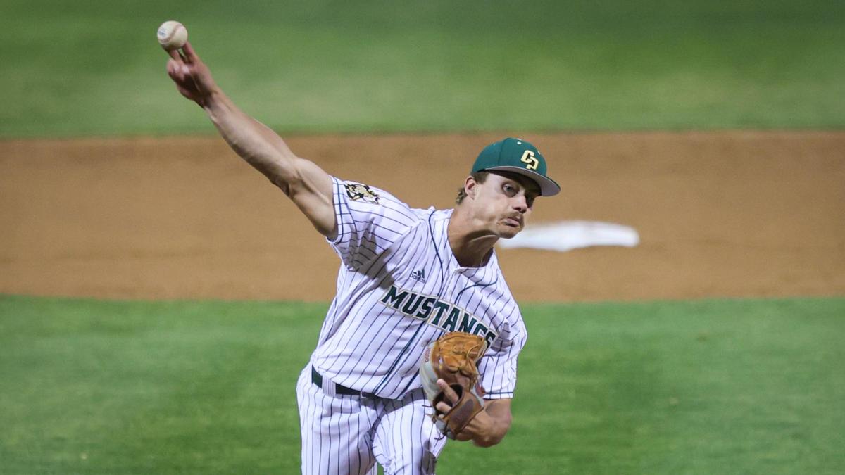 Drew Thorpe pitches during the Big West Conference opener on March, 18, 2022. Drafted at No. 61 by the New York Yankees, the 6-foot-4 right-hander from Washington, Utah, posted a 10-1 record and 2.32 ERA with 149 strikeouts in his third season at Cal Poly. He earned the distinction of being Cal Poly’s first Big West Conference Pitcher of the Year in 2022,