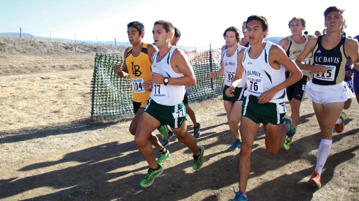 Former Cal Poly standouts Chris Frias (77) and Sean Davidson (76) are scheduled to compete in the U.S. Olympic Marathon Trials on Saturday morning in Los Angeles.