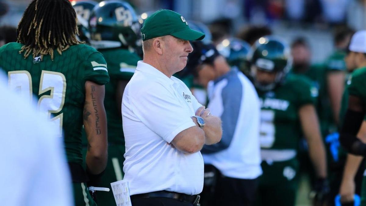 Cal Poly head coach Tim Walsh looks on in his team’s game last Saturday against Northern Arizona.