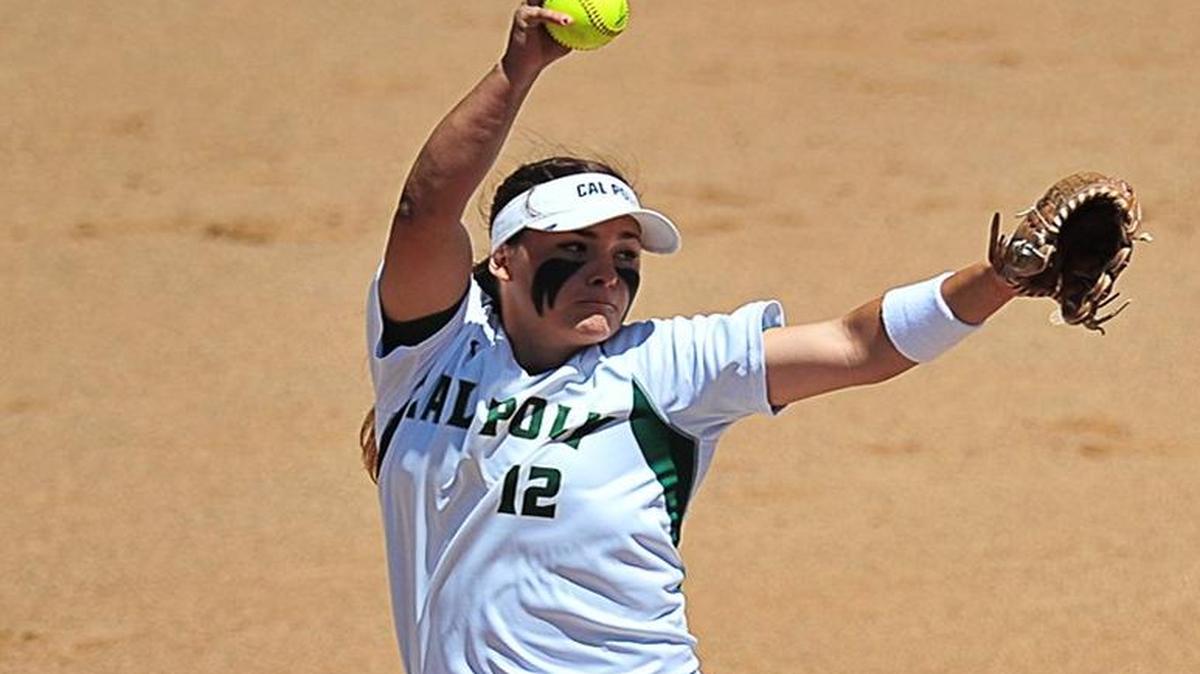 Cal Poly softball standout Sierra Hyland set the school record for complete games in a victory Wednesday over Northern Colorado to open a doubleheader sweep.