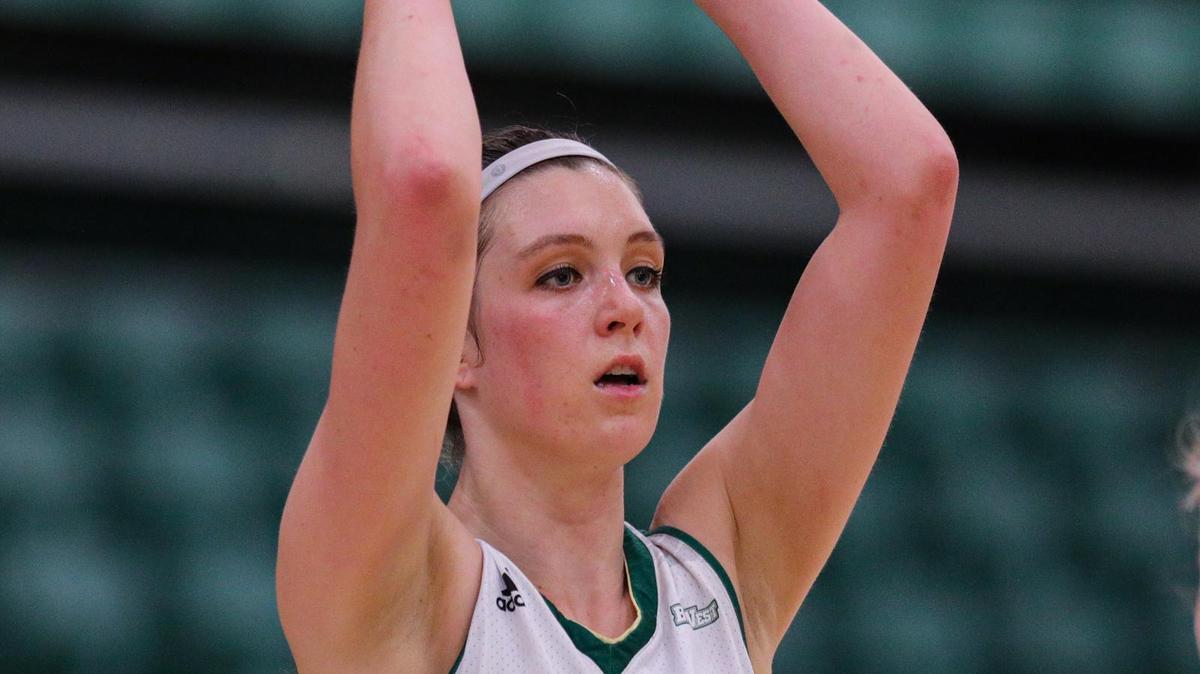 Sierra Campisano was Cal Poly’s leading scorer Saturday. The Mustangs finished 8-8 in the Big West Conference but lost to UCSB 78-68.