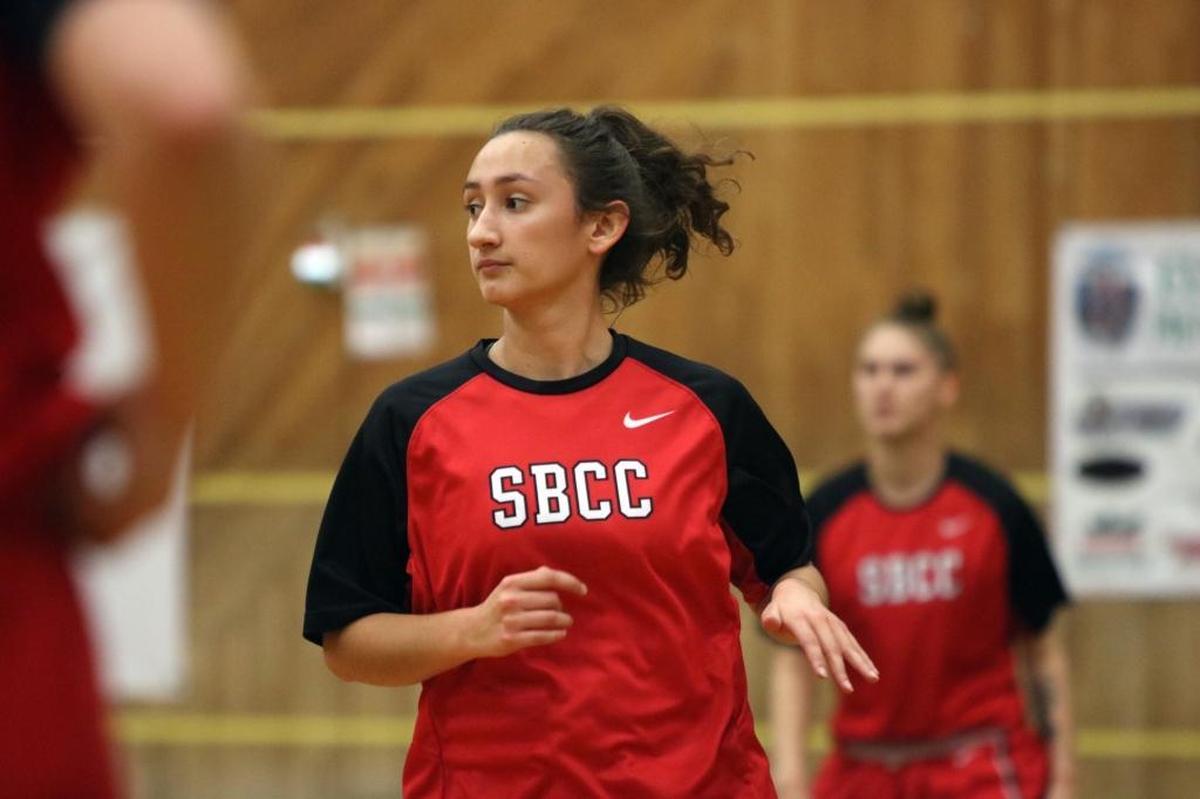 Santa Barbara City College freshman and Mission Prep graduate Michaela Berber prepares for a Saturday game against Cuesta.
