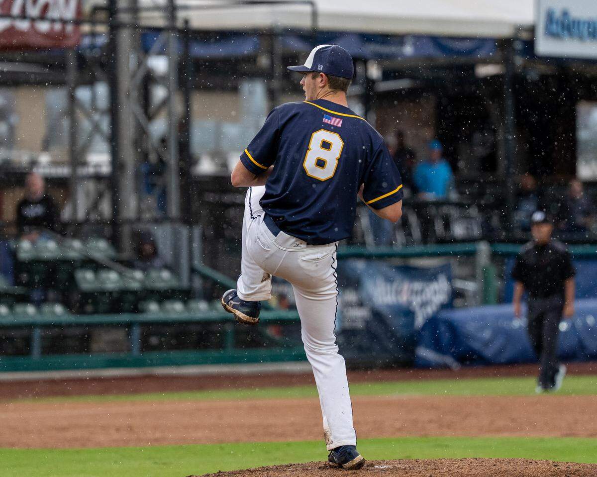 Grady Pope winds up on the mound.