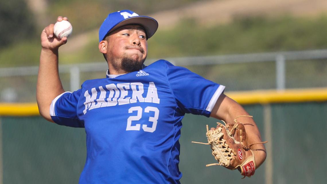 Nate Palacioz threw a complete game limiting Arroyo Grande to two hits and one run. Arroyo Grande hosted Madera in the CIF Division 2-Central Section Championship.