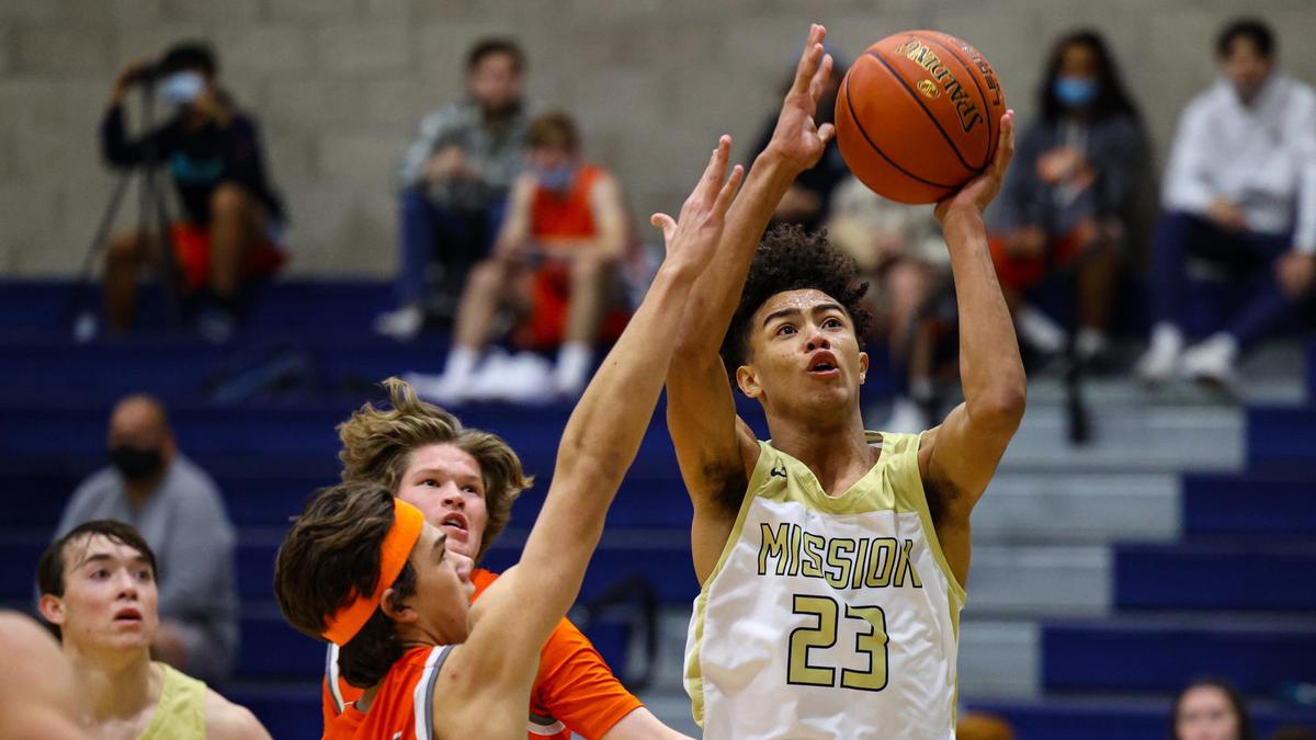 Mission Prep guard Jamar Howard shoots. He is The Tribune’s SLO County boys basketball player of the year.