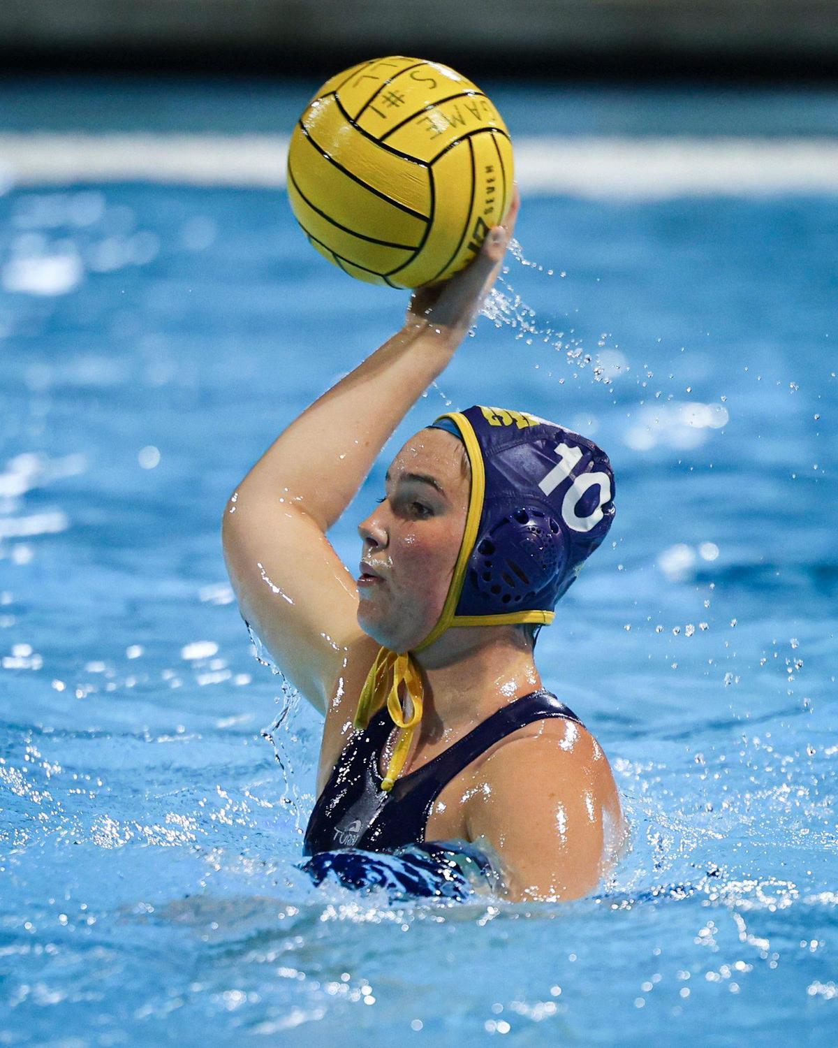 Ané Smith shoots as Arroyo Grande girls water polo beat Righetti 11-5 on Octo. 30, 2024, to win another Mountain League title.