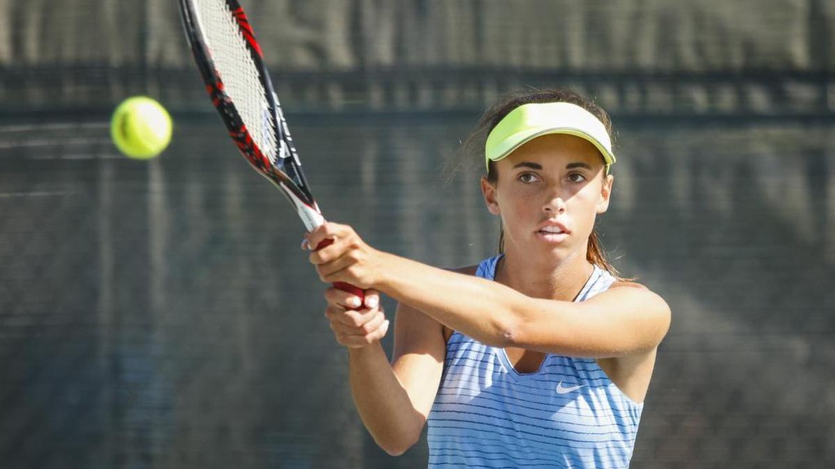 Arroyo Grande's Erika Egg faces Paso Robles' Regan Dobroth in PAC 8 tennis.