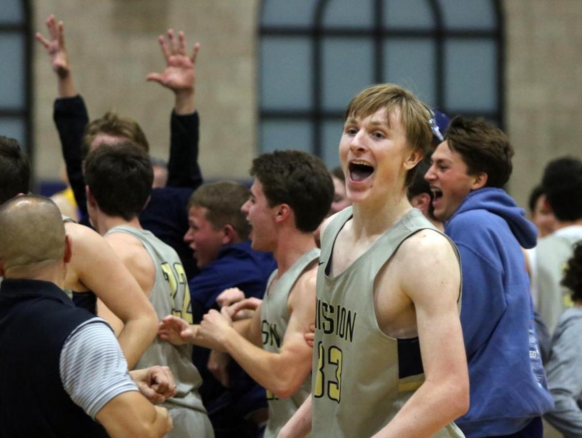 Mission Prep senior Kyle Colvin celebrates an upset win over St. Bernard in the first round of the CIF-Southern Section Division 2A playoffs.