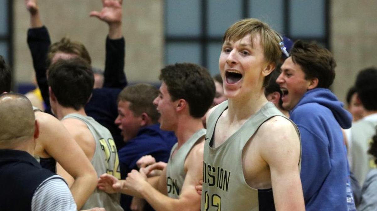 Mission Prep senior Kyle Colvin celebrates an upset win over St. Bernard in the first round of the CIF-Southern Section Division 2A playoffs.