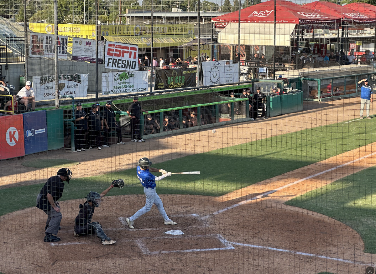 Morro Bay’s Joe Skaggs swings during Thursday’s CIF-Central Section Division 3 title game. Morro Bay lost 10-1 to Fowler on May 29, 2025, finishing the season 26-6 overall.