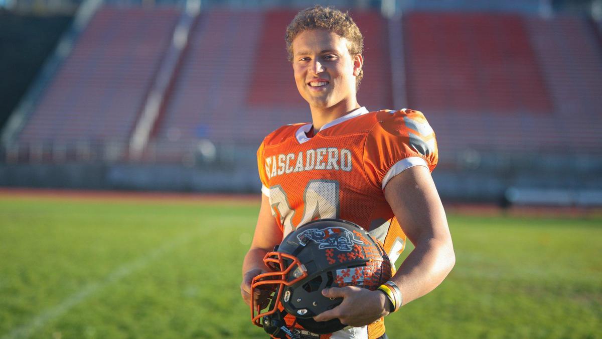 Running back Trey Cooks was one of the leaders on the State Championship Atascadero Greyhound football team, Dec. 13, 2022.