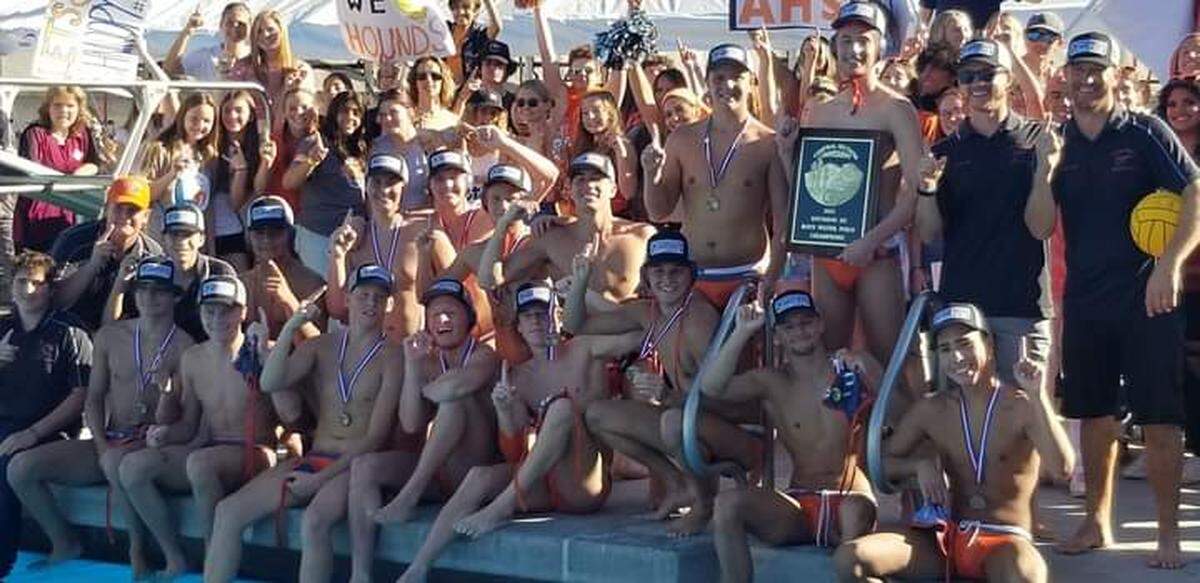 Atascadero boys water polo celebrates its 2021 CIF-Central Section Division 3 championship.