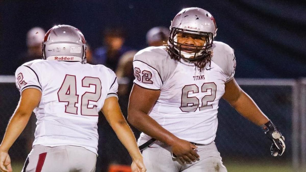 Nipomo senior Noah Gibbons, at 6-foot-2 and 285, has shown Division 1 potential this season on the Titans offensive line. Photo by Joe Johnston 10-21-16