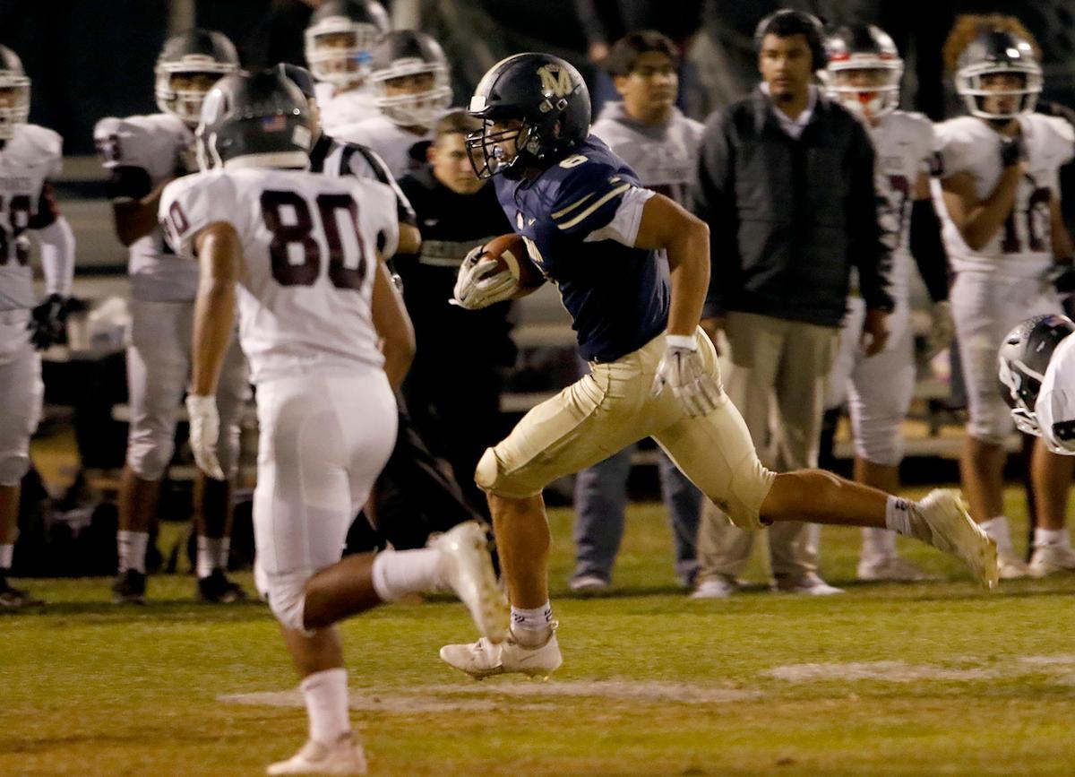 Mission Prep running back Jack Susank carries the ball in the first half of the Royals’ 42-7 win over St. Francis of Watsonviille on Sept. 10, 2021. Susank has committed to Pomona-Pitzer.