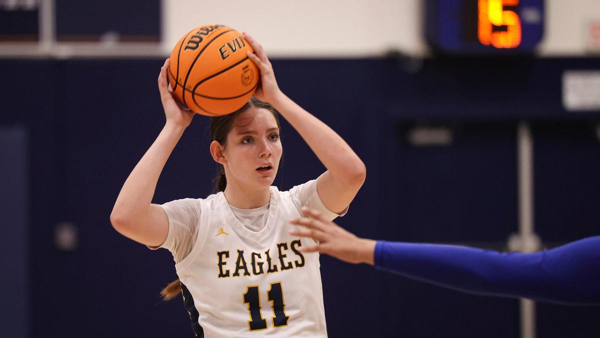 Diana Sorrondo, an Arroyo Grande High sophomore, is The Tribune’s girls basketball Player of the Year, seen here in a playoff game against Caruthers High School Feb. 14, 2024.
