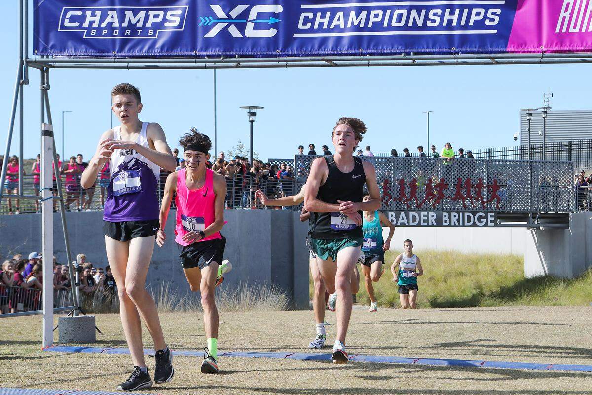 Templeton’s Joshua Bell races in the 2022 Champs XC-West Region meet in Walnut on Dec. 3, 2022.