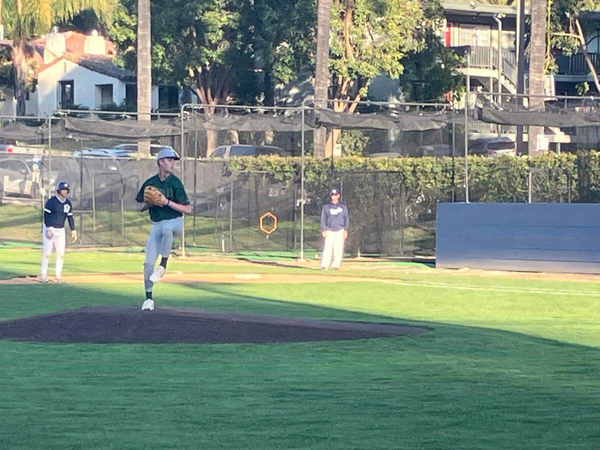 Aiden Abatti pitches a scoreless inning for Templeton in a 3-0 loss to Mission Prep.