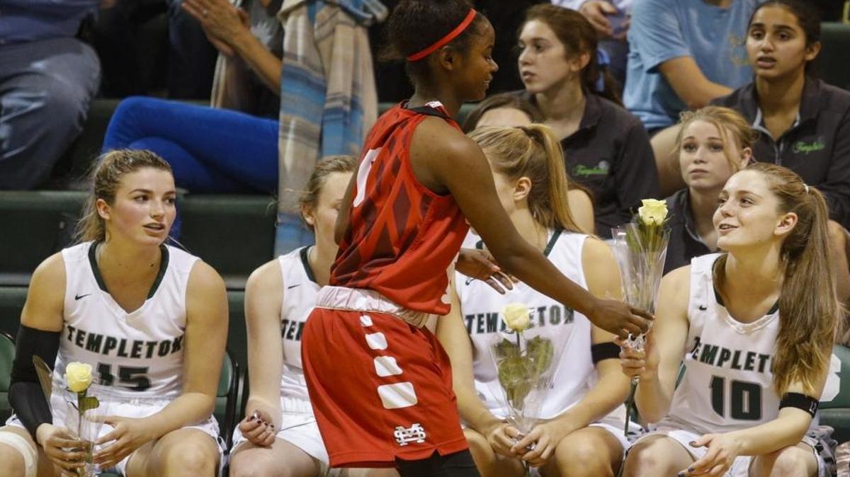 Santa Maria starters brought flowers given out as teams were introduced. The Templeton girl's basketball team honored Shelby Sudbrink in the first game played after their co-captain died in a car accident.