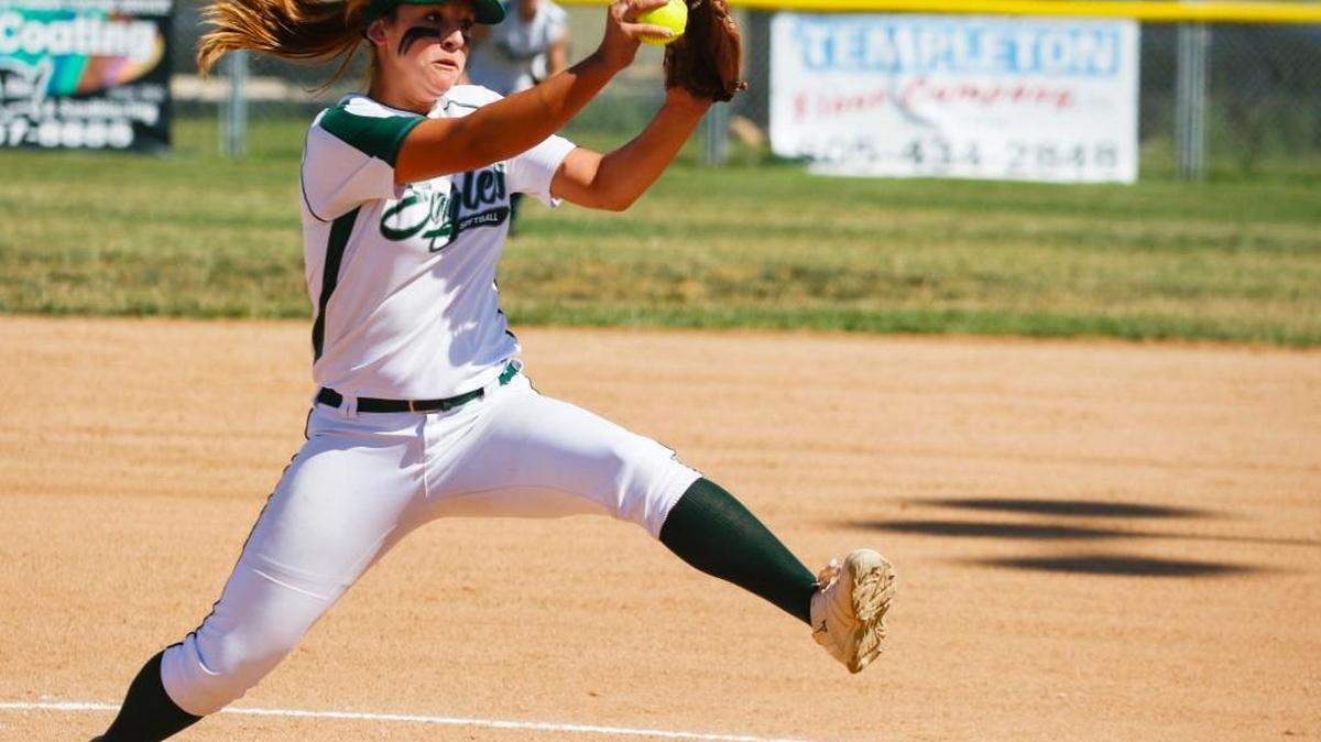 Templeton’s Ashley Daugherty delivers a pitch in a playoff win over Barstow in in May.