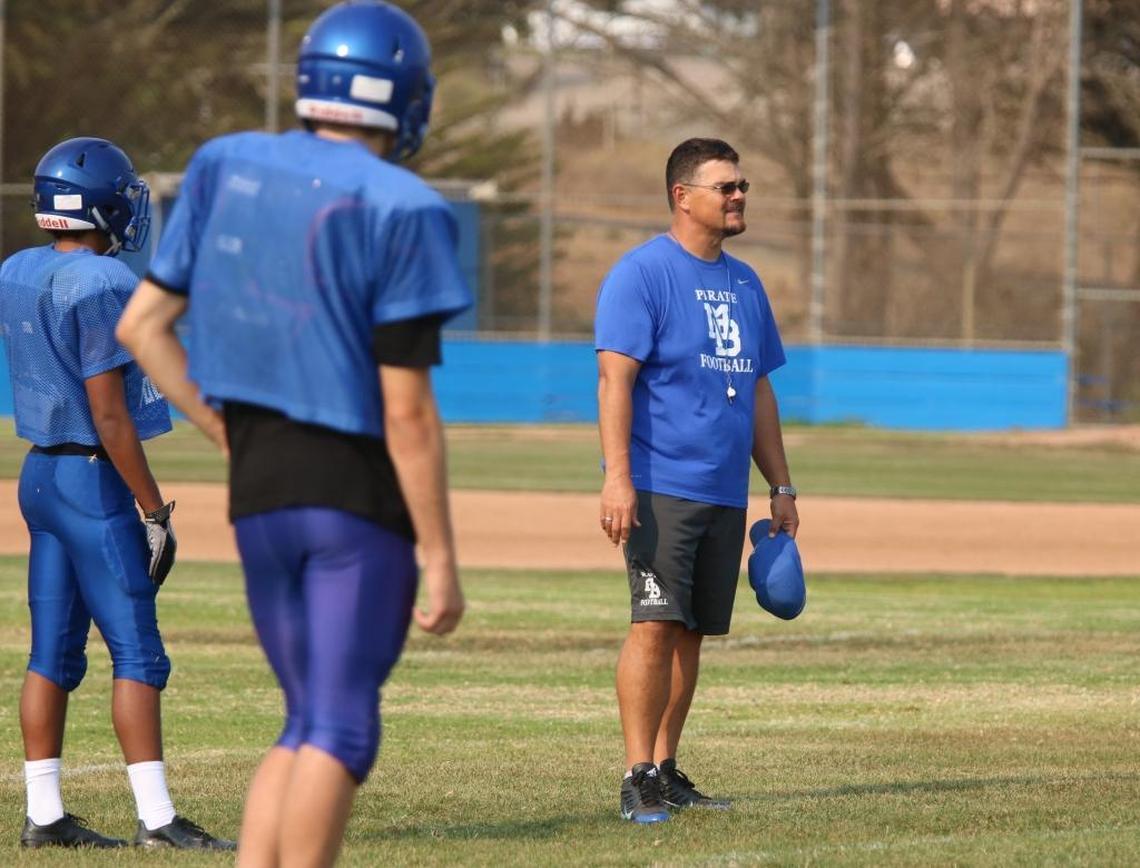 Morro Bay High School’s former head football coach David Kelley at practice.