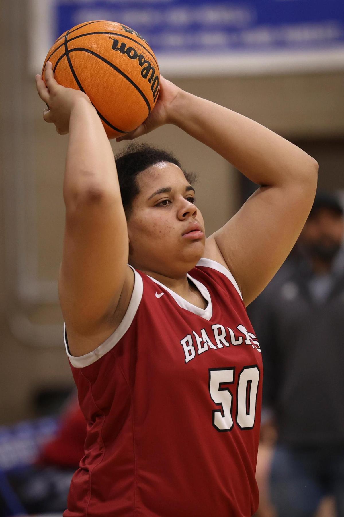 Nevaeh Dyer looks for an open Bearcat. Morro Bay girls basketball beat Paso Robles 47-38 on Jan. 9, 2024.