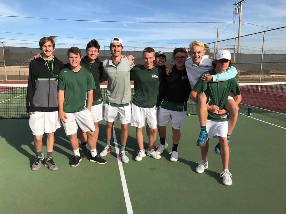Colby Grey (second from right) with his teammates on the Templeton High School tennis team.