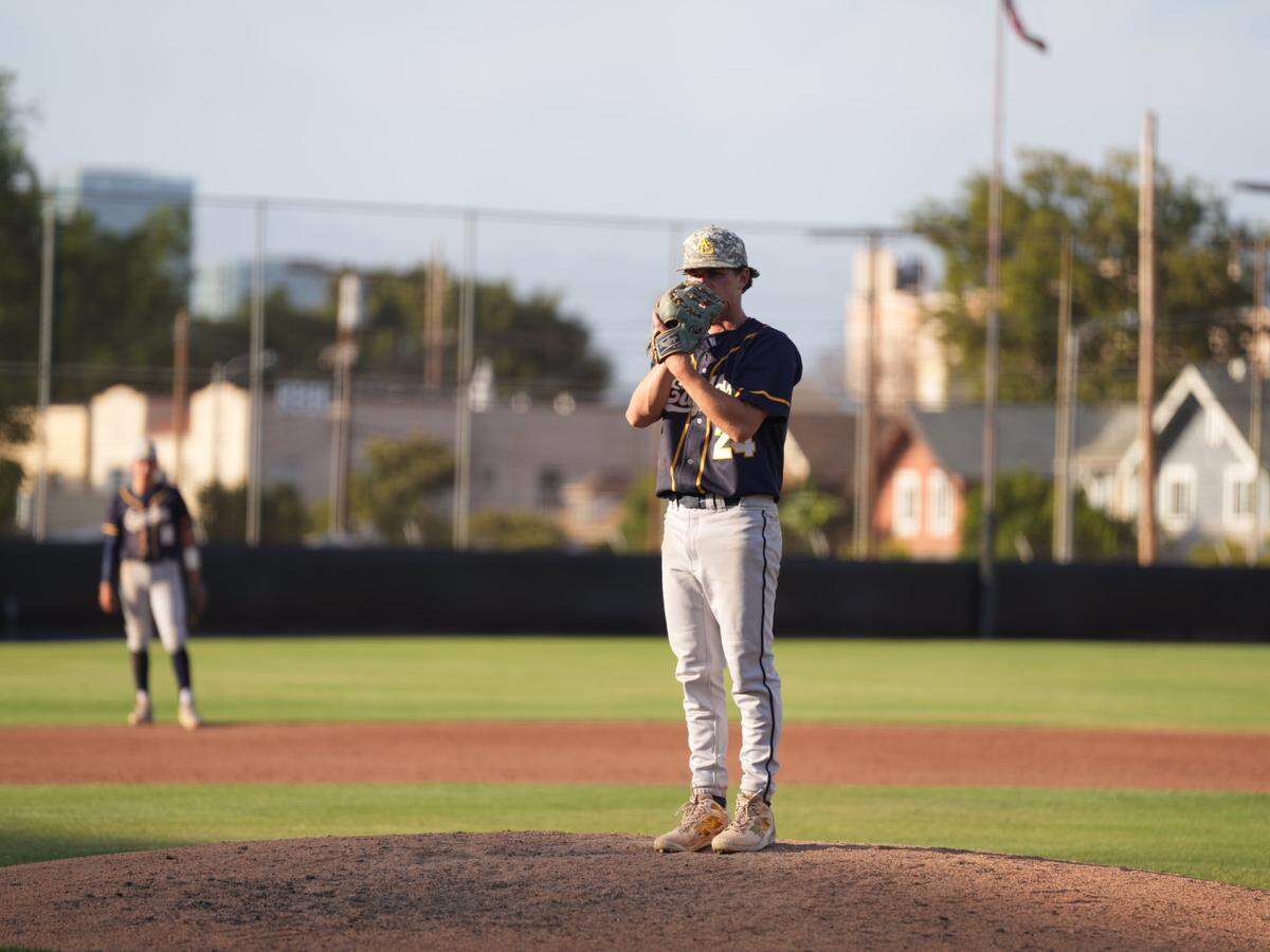 Tanner Bournonville on the mound in a 4-3 win over Loyola on June 2, 2026.