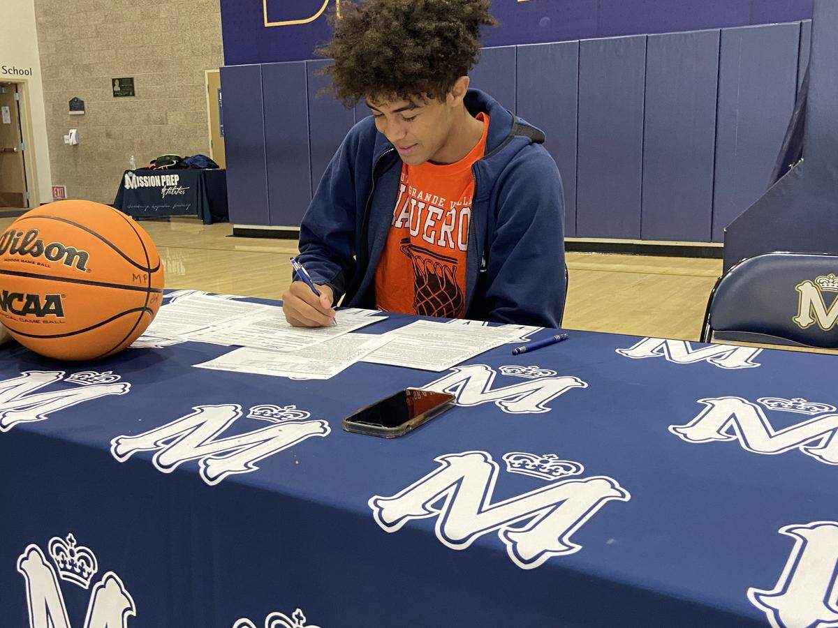 Jamar (J.J.) Howard, of Mission Prep, signs his letter of intent to attend University of Texas Rio Valley Grande to play basketball on a full scholarship.